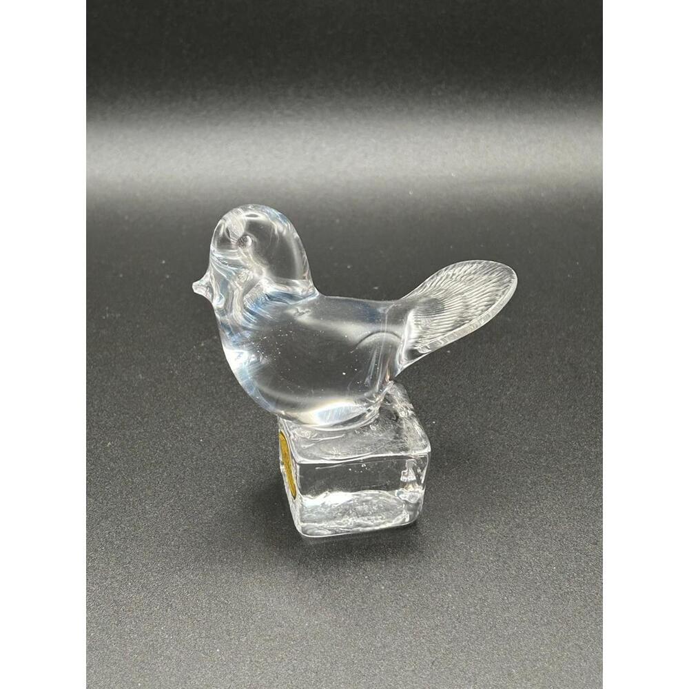 Vintage ICET Arte Murano Art Glass Bird Clear Figurine, Venezuela 1950’s -Read-